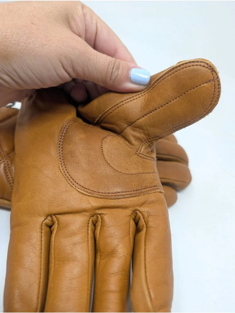 Vintage 80s Tan Quilted Gloves Large Leather Insulated Wrist